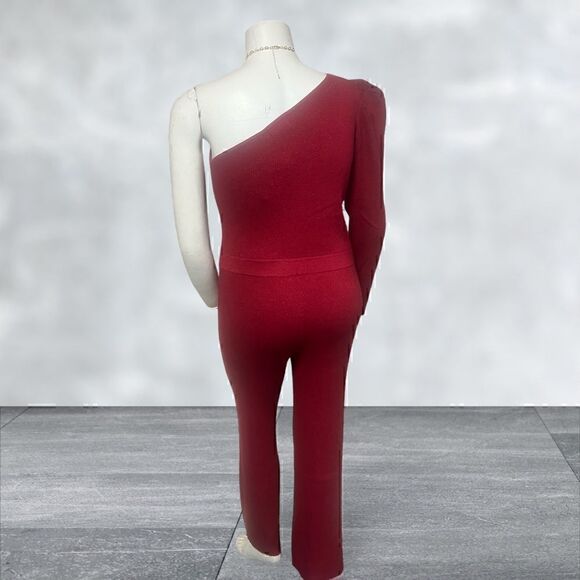 Sofia Jeans by Sofia Vergara Red One Shoulder Sweeter Knit Jumpsuit - Picture 5 of 7